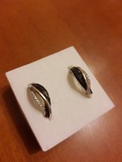 Srebrne kolczyki - czarne i białe cyrkonie