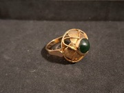 Złoty pierścionek 585 ażur Kopuła Malachit 7g Vintage