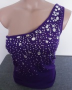 Fioletowy Top Glamour Odkryte Ramię Amisu M