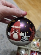 Bombka szklana ręcznie malowana lata 80te mikołaj