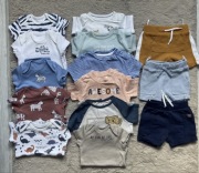 Zestaw 14 sztuk niemowlęcy chłopiec 62-68-74cm body szorty bluzki na lato