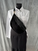 Nerka torebka czarna skóra zamsz naturalny Włoska - nowa