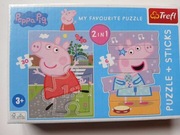 Świnka Peppa puzzle Trefl, 4+, zestaw 3  różne opakowania. Nowe!!
