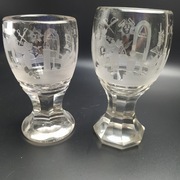 Puchary dwa Masoneria szklo uranowe 