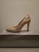 Złote brokatowe szpilki Emis