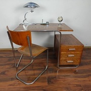 BIURKO Chrom Dąb ciemny brąz Bauhaus Art Deco
