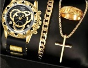 Zestaw okazjonalny (zegarek, bransoletka, łańcuszek, pierścień)