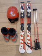 KOMPLET NARTY dziecięce ATOMIC 90CM+BUTY SALOMON 18CM ROZM29-30+KIJE + KASK
