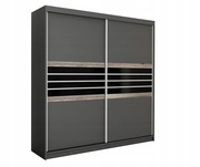 Szafa Turyn 203x61x215 cm lava / czarne szkło