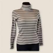 Ever.me cienki golf damski M – beżowy w paski, bawełna, basic pod marynarkę