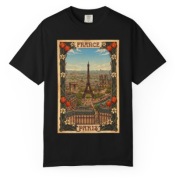 Koszulka Damska T-shirt Nadruk Paryż Vintage Retro Bawełna Premium