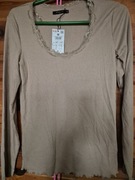  Bluzka damska beżowa ozdobna koronką (M )Mohito 