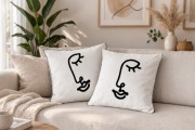 Poszewki dekoracyjne kontury twarzy 40x40 cm komplet 2 sztuki bawełna