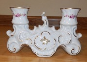 świecznik Wallendorf 1764 porcelana 2 świece świeczki zdobiony kwiaty