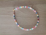 Kolorowa bransoletka na nogę kostkę amazonit księżycowy szmaragd opal  