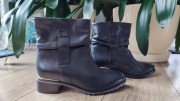 Czarne botki Badura r.39 skóra