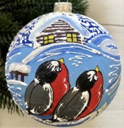 Bombka szklana choinkowa pejzaż ptaszki 12 cm