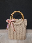 Torebka typu kłos beżowa handmade