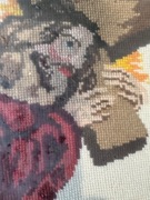 Obraz haftowany Krzyżykowo – rękodzieło sprzed 40 lat, piękna rama