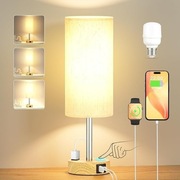 Dotykowa lampka nocna z USB A+C i gniazdem, 3 poziomy, LED