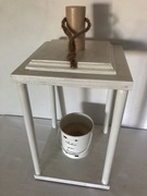 Lampion biały drewniany 39 cm wysoki