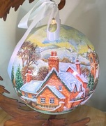 Ręcznie Malowana Bombka 20cm Świąteczna Ze Stojakiem Drewnianym