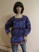 OLEANA sweter norweski vintage fiolet wzory 100% wełna _ L