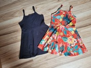 2 letnie sukienki f&f tesco czarna kwiaty 6-7 116