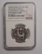 200 zł 1985 MISTRZOSTWA ŚWIATA W PIŁCE NOŻNEJ MEKSYK '86 NIKIEL NGC PF67 UC