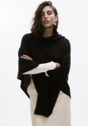 Czarne wełniane kaszmir asymetryczne ponczo narzutka peleryna H&M Premium