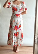 Oasis Sukienka dekolt bardot letnia kwiaty maxi