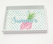 Taca 40x30 Patera biała ananas kropki