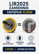 Akumulator Li-Ion LIR2025 zastępuje Panasonic VL2020 zasilanie kluczyka BMW