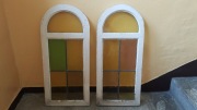 Stare drewniane okna łukowe, witrażowe 36x80 w bdb stanie !!!