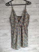 Kombinezon krótki kwiecisty kwiaty zielony XS 34 letni boho sexy szorty