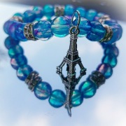 BRANSOLETKA Z KORALIKÓW WIEŻA EIFFELA rękodzieło
