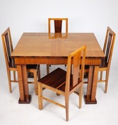 POLSKI MODERNIZM, ZESTAW DO JADALNI STÓŁ Z KRZESŁAMI ART DECO