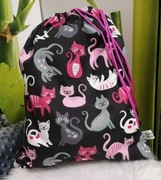 Worek bawełniany KOTY na obuwie , kapcie do przedszkola , żłobka ,szkoły 