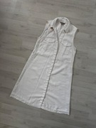 Sukienka kremowa Ala jeans z kołnierzykiem H&M 38 M