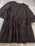 Sukienka czarna, ażurowy haft, bawełna roz. 44