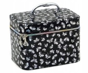 Kuferek kosmetyczka 23x17x15cm czarna w motylki