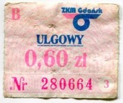 Bilet ZKM Gdańsk , 0,60 zł.