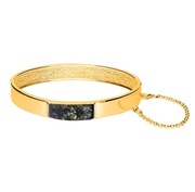 SZTYWNA BRANSOLETKA BANGLE POZŁACANA Z ZIELONYM BURSZTYNEM SREBRO  925 