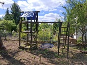 DREWNIANY PLAC ZABAW + DREWNIANY DOMEK +ZESTAW ZABAWEK