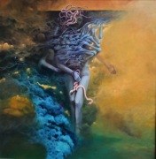 Krzysztof Heksel obraz olejny na płycie surrealizm