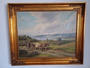 Stary duży obraz na płótnie Georg Skodstrup .