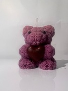 Świeca sojowa miś fioletowy handmade prezent