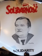 PRL 1987 Plakat Solidarność Wałęsa 51x60 Nowy Kredowy z USA