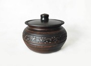 Garnek z czerwonej gliny ręczna robota 2litr. waza , zapiekanie itp.