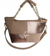 Elegancka torebka shopper Laura Biaggi Ciemny BEŻ/ZŁOTY